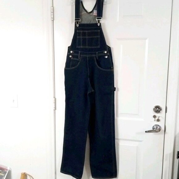 VINTAGE Watch LA Carpenters Overalls Blue Denim Womens Small Y2k 90s Made in USA - Picture 1 of 10